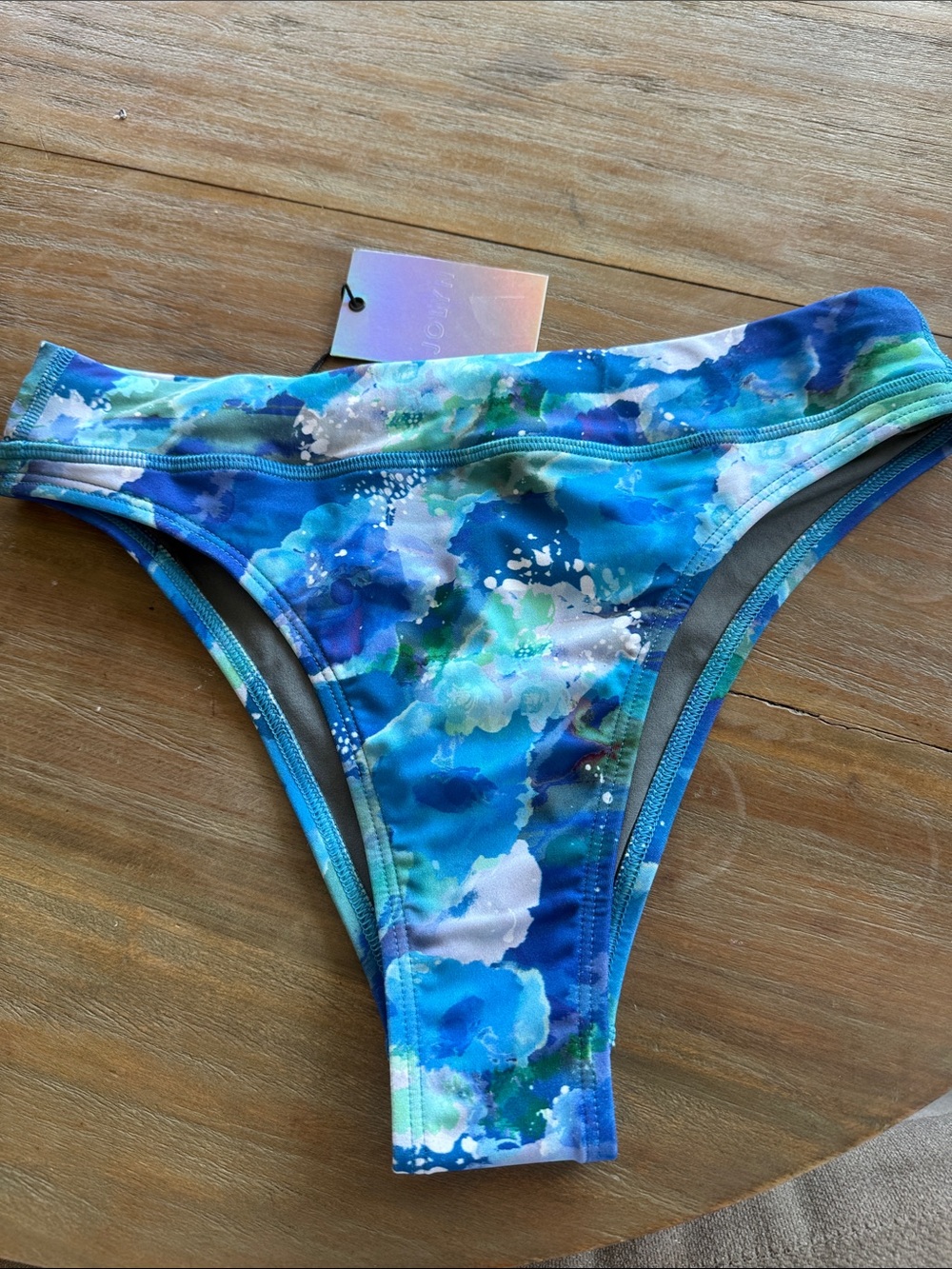 Jolyn Clothing Blue Green Multi Watercolor Bikini Bottom ZOE Style
